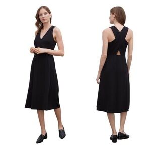 Club Monaco Black V-Neck Sleeveless Crossback Midi Dress NWT Black Size 4